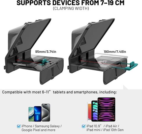 Desview T5 Teleprompter for Smartphone & Tablet, Video Recording | Compatible with DSLR Cameras. Includes 49-82mm Adapter Rings, Coated Glass, Bluetooth Remote, Free App for Streaming in Saudi Arabia