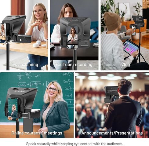 Desview T5 Teleprompter for Smartphone & Tablet, Video Recording | Compatible with DSLR Cameras. Includes 49-82mm Adapter Rings, Coated Glass, Bluetooth Remote, Free App for Streaming in Saudi Arabia
