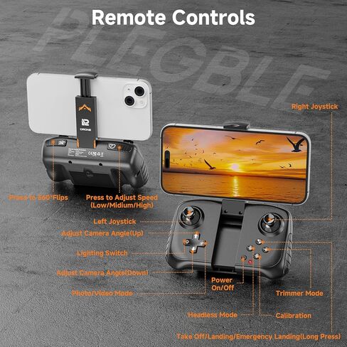 PLEGBLE Drones with Camera for Adults 4K, Beginner FPV Drone | Brushless Motor, 30 Mins Flight Time, Foldable Design, One-Key Takeoff/Landing, Emergency Stop, Under 249g, Gift for Kids in Saudi Arabia