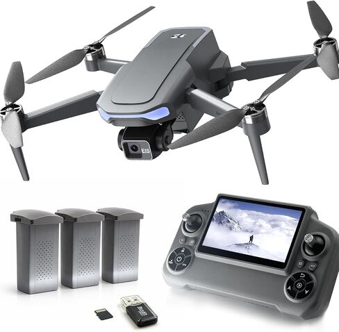 3-Axis Gimbal GPS Drone with 4K Camera YIKKEON Drone, 10000FT Range, 90Min Flight Time with 3 Batteries, 4.5" HD Screen Remote, Auto Return, Follow Me, Brushless Motor, 5G FPV, Foldable RC Quadcopter for Beginners - Under 249g in Saudi Arabia