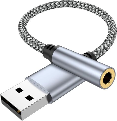 محول صوت جاك USB إلى 3.5 مم، كابل USB إلى صوت Aux لجهاز PS4/PS5 | بطاقة صوت ستيريو خارجية، USB A إلى 3.5 مم TRRS سماعة رأس أنثى لأجهزة PS4/PS5/سماعات الرأس/Mac/Linux/الكمبيوتر المحمول/أجهزة الكمبيوتر المكتبية/محطة الإرساء in Kuwait