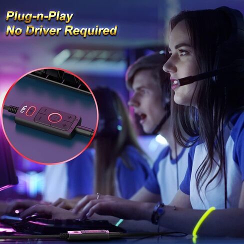 1Mii USB Sound Card, 3.5mm Audio Adapter with Virtual 7.1 for PC/Laptop | Plug and Play No Driver Needed, Control Volume Mute Directly, 6 ft Braided Cable, for Gaming, Meetings and Voice Chat in Saudi Arabia
