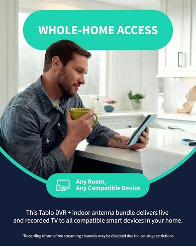 Tablo TV 4th Gen 4‑Tuner Over‑The‑Air DVR + Antenna – No Subscriptions | 35-mile range TV Antenna Included | Watch, Pause & Record Live TV | 50+ hrs Storage in Saudi Arabia