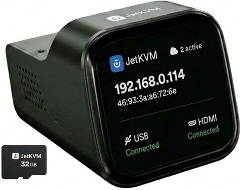 JetKVM IP KVM,Jet KVM Over IP, Ethernet IPKVM,Control Any Computer Remotely | Low Latency 1080P@60FPS,Touchscreen,32GB TF,HDMI USB-C,ATX DC Power Control Extension,Open Source,Data Center Home Lab Office in Saudi Arabia