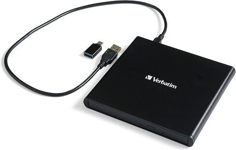 Verbatim Slim External Burner CD/DVD +/-RW Optical Drive USB 2.0 with USB A to USB C Adapter and M-DISC Support - Mac & PC Compatible Nero Burn & Archive Software Included (Windows only) in Saudi Arabia
