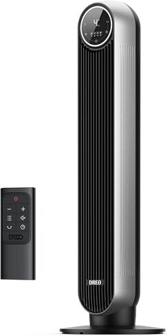 DREO Smart Tower Fan for Bedroom, 28ft/s Velocity, 8 Speeds Ultra Quiet Fan | 2026 Upgraded DC Motor, 90° Oscillating Floor Fan, WiFi Voice Control, 4 Modes 8H Timer, Bladeless Standing Fans with Remote in Saudi Arabia
