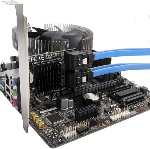 SATA Card, 6Gbps 4 Port Controller Expansion Card with 4 Cables & Low Profile Bracket, Non-Raid, Boot as System Disk, Support 4 SATA 3.0 Devices for Desktop PC & Workstation in Kuwait