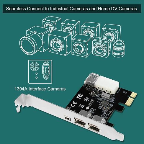 PCIE-1394A 4-Ports 1394A PCIE FireWire 400 Expansion Card for Windows Desktop PCs, 3X 6Pin and 1X 4Pin 1394A 400Mbps Ports, with 4Pin-6Pin 1394A Cables and Low Profile Bracket in Saudi Arabia