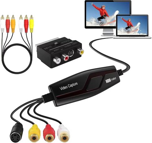 VHS to Digital Converter,Video Capture Card Device,VHS VCR Hi8 Mini DV to Mac Digital Converter,RCA to USB Video Converter for PC TV Tape Player Camcorder,MAC Windows Vista Compatible in Kuwait