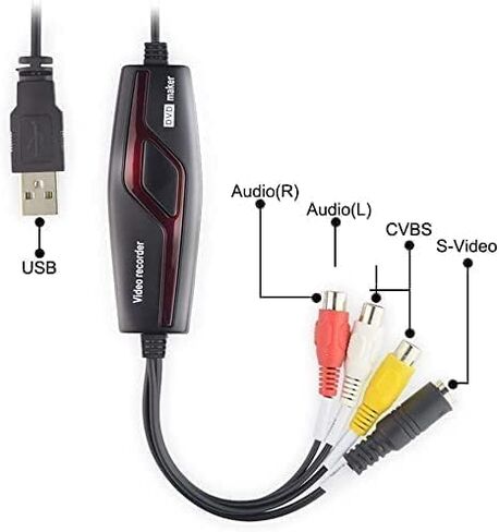 VHS to Digital Converter,Video Capture Card Device,VHS VCR Hi8 Mini DV to Mac Digital Converter,RCA to USB Video Converter for PC TV Tape Player Camcorder,MAC Windows Vista Compatible in Kuwait