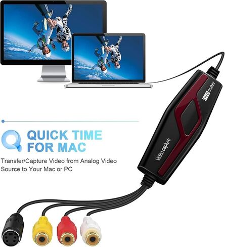 VHS to Digital Converter,Video Capture Card Device,VHS VCR Hi8 Mini DV to Mac Digital Converter,RCA to USB Video Converter for PC TV Tape Player Camcorder,MAC Windows Vista Compatible in Kuwait