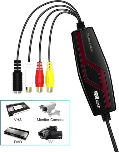 VHS to Digital Converter,Video Capture Card Device,VHS VCR Hi8 Mini DV to Mac Digital Converter,RCA to USB Video Converter for PC TV Tape Player Camcorder,MAC Windows Vista Compatible in Kuwait