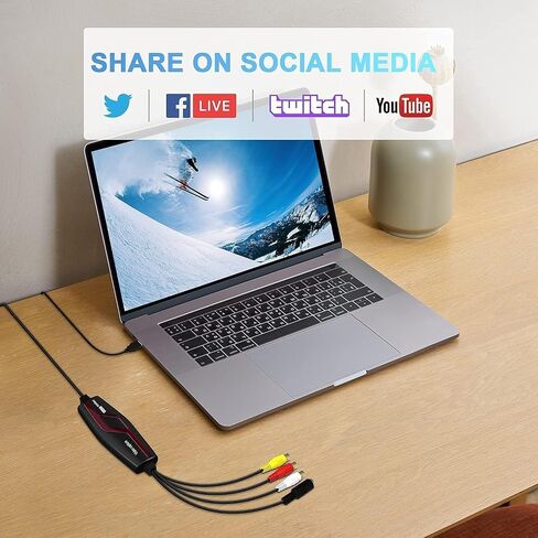 VHS to Digital Converter,Video Capture Card Device,VHS VCR Hi8 Mini DV to Mac Digital Converter,RCA to USB Video Converter for PC TV Tape Player Camcorder,MAC Windows Vista Compatible in Kuwait