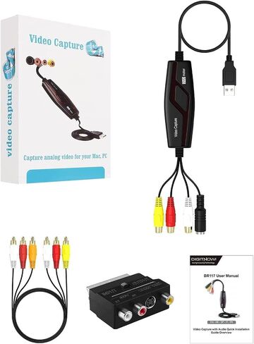 VHS to Digital Converter,Video Capture Card Device,VHS VCR Hi8 Mini DV to Mac Digital Converter,RCA to USB Video Converter for PC TV Tape Player Camcorder,MAC Windows Vista Compatible in Kuwait