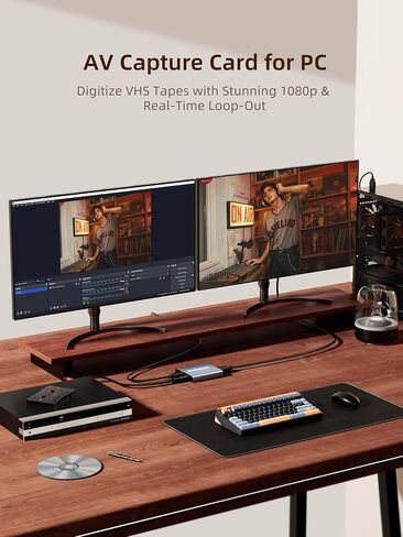 VHS to Digital Capture Card – USB Video Capture Card with HDMI Loop Out, RCA AV to USB for VCR/DVD/Hi8/PS2/Wii, 1080P 30fps Analog to Digital Converter, Effortless Record & Preview Old Videos on TV/PC in Saudi Arabia
