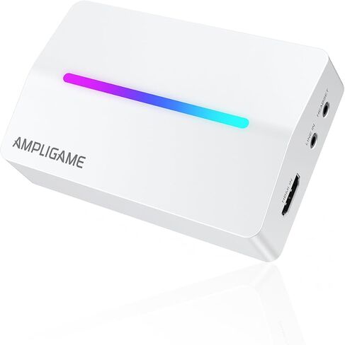 Fifine AmpliGame Video Capture Card, HD 1080 60fps for Audio Video, Gaming, Live Streaming, 4K HDMI to USB Capture Card Compatible with PS4/Windows/Mac OS/Switch/Xbox-V3 | 1080p 60fps capture, 4K 30fps, Flowing RGB Lighting, 3.5mm audio input, for PS5, PS in Saudi Arabia