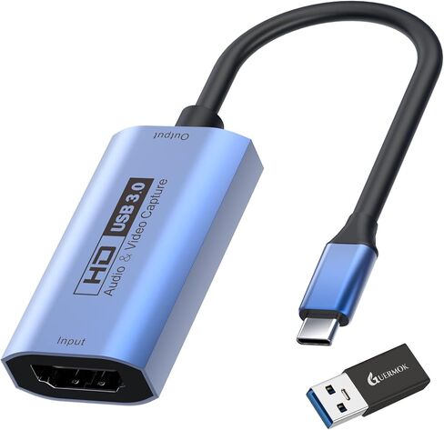 Guermok Video Capture Card, 4K USB3.0 HDMI to USB C, 1080P 60FPS & 2K 30FPS | Capture Card for Streaming, Compatible with iPad Mac OS Windows, Quest 3, OBS, PS5/4, Switch2/1, Xbox, Camera (Silver) in Saudi Arabia