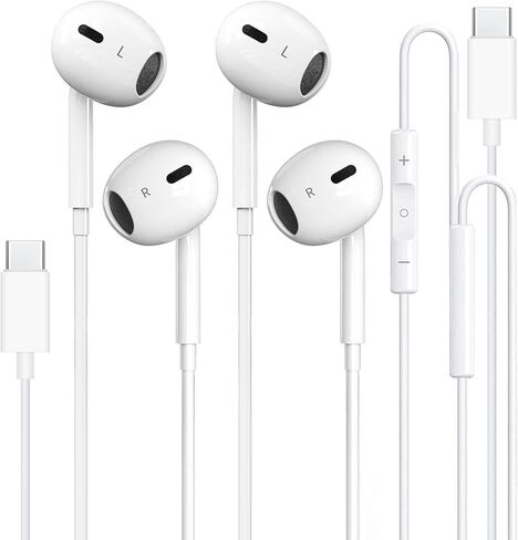 USB C Headphones Wired for iPhone 17/16, Type C Earphones with Microphone & Remote Noise Cancelling Earbuds for iPhone 16/15 Pro Max, iPad, Galaxy S23/S22/S21/S20, Pixel 7/6/5/4 in Kuwait