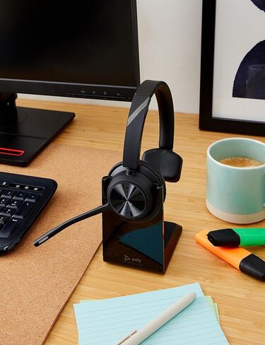 Poly - Voyager 4310 UC Wireless Headset + Charge Stand (Plantronics) - Single-Ear Headset w/Mic - Connect to PC/Mac via USB-A Bluetooth Adapter, Cell Phone via Bluetooth -Works with Teams, Zoom &More | Charge Stand, Single-Ear w/Mic, Connect to PC/Mac via in Saudi Arabia