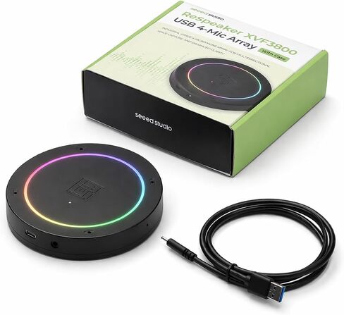 مصفوفة ميكروفون USB من reSpeaker XVF3800 مع حافظة ومعالجة صوتية بأربعة ميكروفونات بتقنية الذكاء الاصطناعي وإلغاء الضوضاء والتقاط مجال بعيد بزاوية 360 درجة لمشاريع Raspberry Pi وJetson وAI in Saudi Arabia