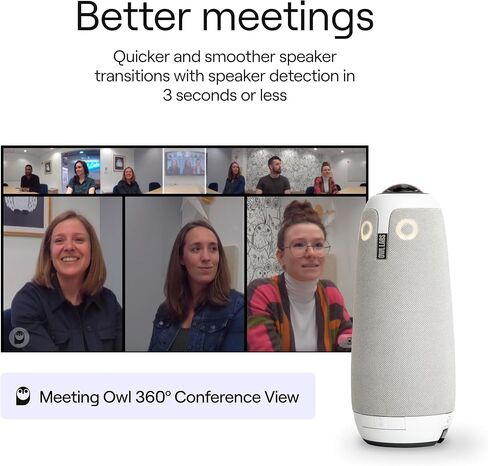 Owl Labs Meeting Owl 3 - 360° 1080p HD Conference Room Camera, AI-Driven Speaker-Tracking, 18-Foot Mic Pickup - Certified for Microsoft Teams - Works with Zoom, Google Meet - Plug & Play Setup in Kuwait