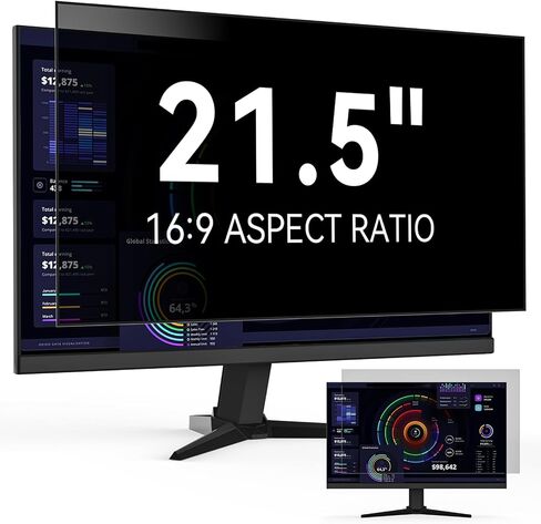 27 Inch Privacy Screen for Computer Monitor 16:9 Aspect Ratio | Eye Protection Anti Blue Light Glare Shield, Removable Black Blackout Anti Spy Protector Film Desktop Security Private Filter in Saudi Arabia