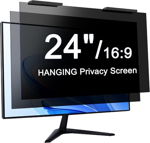 [2-Pack] 24 Inch Privacy Screen for Computer Monitor Hanging Removable 16:9 | Anti Spy Anti Glare Blue Light, No Adhesive Easy Install 24in Computer Screen Privacy Shield in Saudi Arabia