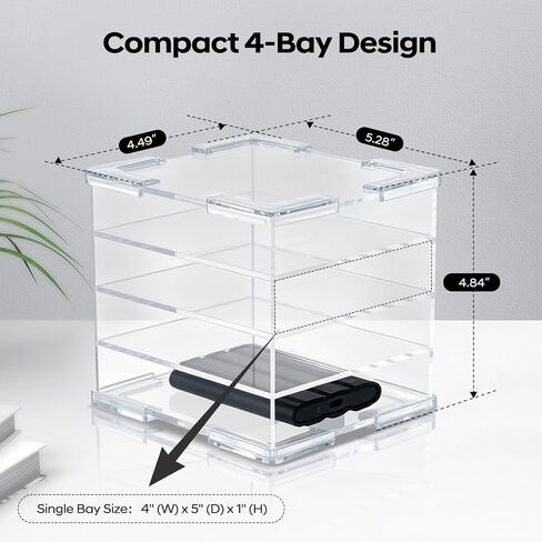 Acrylic External Hard Drive Organizer, 4-Bay Desktop Holder for HDD & SSD, Clear Portable Drive Storage in Saudi Arabia