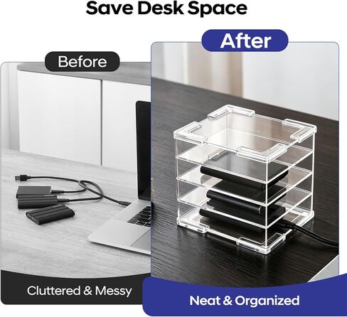 Acrylic External Hard Drive Organizer, 4-Bay Desktop Holder for HDD & SSD, Clear Portable Drive Storage in Saudi Arabia