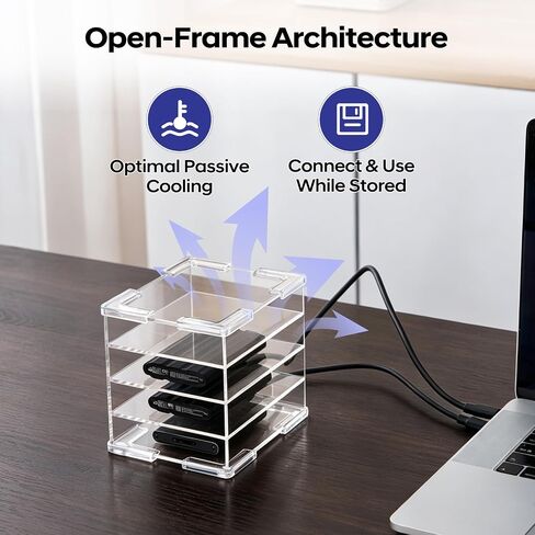 Acrylic External Hard Drive Organizer, 4-Bay Desktop Holder for HDD & SSD, Clear Portable Drive Storage in Saudi Arabia