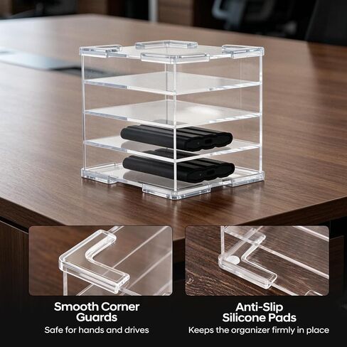 Acrylic External Hard Drive Organizer, 4-Bay Desktop Holder for HDD & SSD, Clear Portable Drive Storage in Saudi Arabia