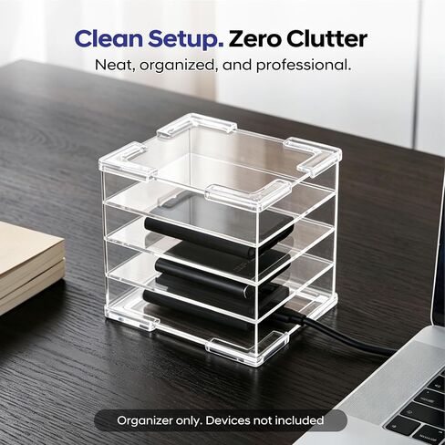 Acrylic External Hard Drive Organizer, 4-Bay Desktop Holder for HDD & SSD, Clear Portable Drive Storage in Saudi Arabia