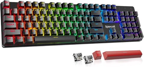 Redragon Mechanical Gaming Keyboard Wired, 11 Programmable Backlit Modes, Hot-Swappable Red Switch, Anti-Ghosting, Double-Shot PBT Keycaps, Light Up Keyboard for PC Mac in Saudi Arabia