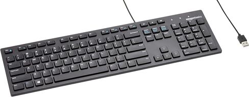 Amazon Basics Wired QWERTY Keyboard, Works with Windows, Plug and Play, Easy to Use with Media Control, Full-Sized, Black in Saudi Arabia