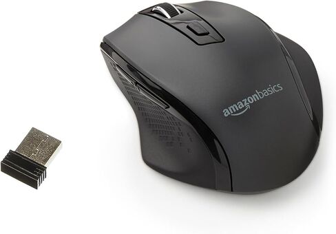 Amazon Basics Portable Wireless Computer Mouse, Ergonomic, 2.4 GHz Optical, DPI Adjustable, Easy to Use, Compatible With PC, Mac, Laptop, Black in Kuwait