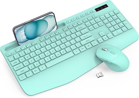Wireless Keyboard and Mouse Combo - Full-Sized, Ergonomic Wrist Rest | Phone Holder, Sleep Mode, 2.4G Quiet Keyboard for PC Laptop, Trueque KM23 Complete Work Setup for Office or Home in Saudi Arabia