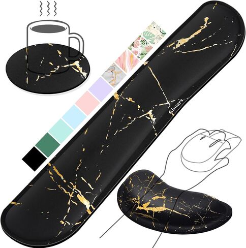 Gimars Upgrade Enlarge Silky and Superfine Fabric Gel Memory Foam Keyboard Wrist Rest Set, Ergonomic Keyboard Mouse Wrist Support for Typing Pain Relief, Comfort for Office, Gaming, Computer, Black in Saudi Arabia