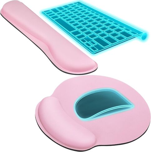 KTRIO Keyboard Wrist Rest & Mouse Pad with Wrist Rest, Black | Memory Foam Wrist Support, Ergonomic Design, Non-Slip Base, Office and Home Use in Saudi Arabia