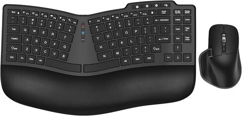 Wireless Keyboard and Mouse Combo, 2.4G Ergonomic Wave Keys(Black) | Full Size Wave Keyboard with Wrist Rest,Phone Holder,3-Level DPI Adjustable Ergonomic Mouse for Windows and Mac OS in Saudi Arabia