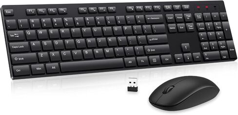Wireless Keyboard and Mouse Combo, EDJO Silent Full Size Cordless USB Keyboard Mouse, 2.4GHz Lag-Free, Long Battery Life, for Computer, Laptop, PC, Chromebook, Windows (Black, 1 Pack) in Saudi Arabia