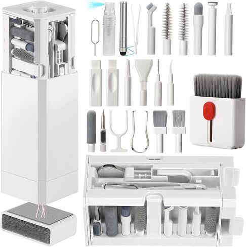 Cell Phone Cleaning Kit, iPhone Cleaning Kit for Charging Port Cleaner Keyboard Cleaning Kit for Airpods/Android/USB C/Earbuds/Laptop/iPad/Camera Lens with Stylus Pen (White) in Kuwait