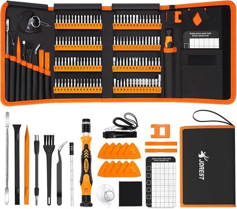 JOREST 145 in 1 Electronics Precision Screwdriver Set with 120 Bits | Magnetic Repair Tool Kit for Computer, Laptop, iPhone, PC, MacBook, Nintendo, Xbox, PS5, with ESD Wrist Strap, Gifts for Men in Saudi Arabia
