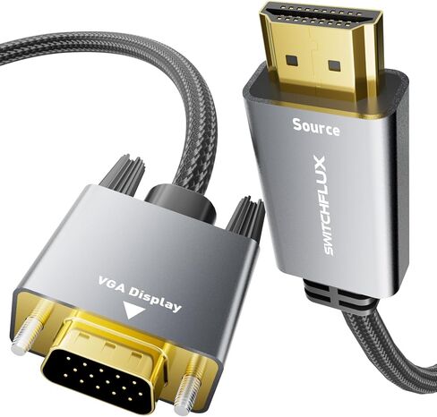 كابل محول HDMI إلى VGA بطول 6 أقدام [حافظة معدنية، كابل نايلون] 1080P@60 هرتز HDMI ذكر إلى VGA ذكر سلك مضفر أحادي الاتجاه للكمبيوتر والكمبيوتر المحمول والشاشة وروكو وإكس بوكس ​​وبطاقة الرسومات المزيد in Kuwait