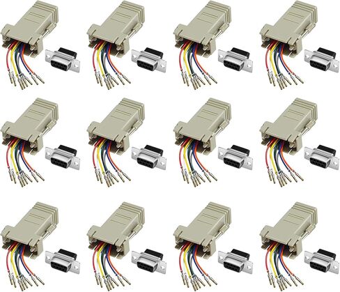 12 قطعة للمحول التسلسلي D-SUB إلى RJ45 D-SUB إلى المحول المعياري RJ45 | أنثى إلى أنثى 9 دبوس RS232 إلى محول إيثرنت 9 دبوس LAN موسع RS232 إلى محول وحدات إيثرنت in Kuwait