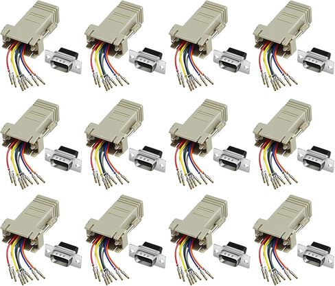 12 قطعة للمحول التسلسلي D-SUB إلى RJ45 D-SUB إلى المحول المعياري RJ45 | ل D-SUB إلى RJ45 ذكر إلى أنثى 9 دبوس RS232 إلى محول إيثرنت 9 دبوس LAN موسع RS232 إلى محول وحدات إيثرنت in Kuwait