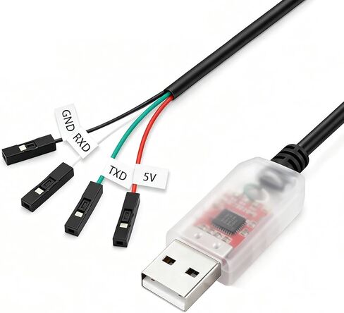 CP2102 USB to TTL Serial Adapter Cable, USB 2.0 to UART Converter 4 Pin (TXD RXD GND 5V), 3ft/95cm Long, 3.3V TTL Signal for Arduino, Raspberry Pi, ESP8266, ESP32 (1pcs) in Saudi Arabia