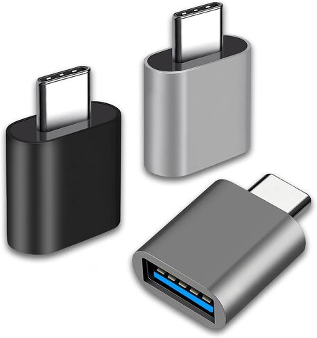 USB C to USB Adapter, Type C Thunderbolt 4 OTG Converter, USB C Male to USB 3.0 Female Adapter (3-Pack) for Apple MacBook Pro, Mac Book, iPad, Samsung Galaxy S20-S23 and More (Black/Grey/Silver) in Saudi Arabia
