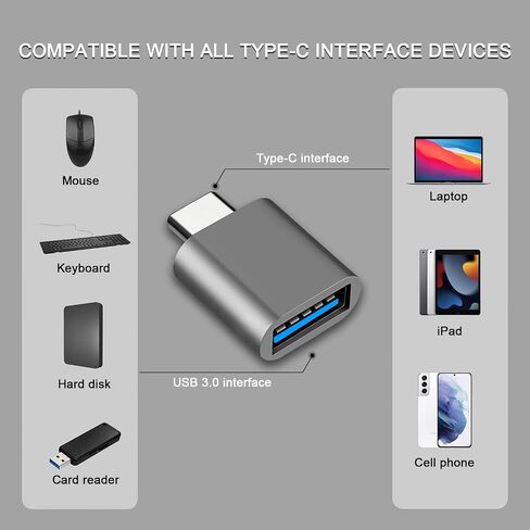 USB C to USB Adapter, Type C Thunderbolt 4 OTG Converter, USB C Male to USB 3.0 Female Adapter (3-Pack) for Apple MacBook Pro, Mac Book, iPad, Samsung Galaxy S20-S23 and More (Black/Grey/Silver) in Saudi Arabia