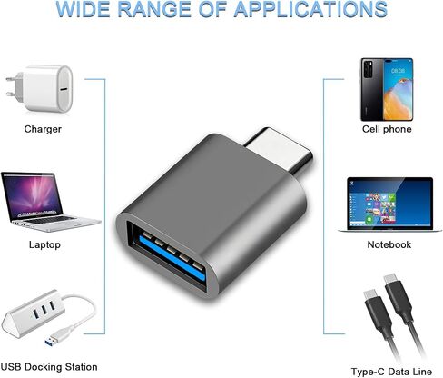 USB C to USB Adapter, Type C Thunderbolt 4 OTG Converter, USB C Male to USB 3.0 Female Adapter (3-Pack) for Apple MacBook Pro, Mac Book, iPad, Samsung Galaxy S20-S23 and More (Black/Grey/Silver) in Saudi Arabia