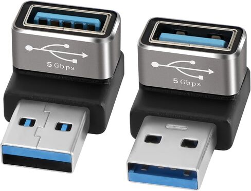 90 Degree USB 3.0 Adapter 4 Pack, (Up and Down) Right Angle USB Type-A Male to Female USB L Shape On The Go (OTG) Connector Extender Support Charge & Data Sync (5Gbps) for PC, Laptop, Mouse, Keyboard in Kuwait
